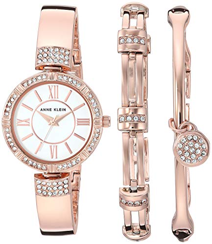 【中古】【未使用・未開封品】Anne Klein レディース スワロフスキークリスタルアクセント付き腕時計とブレスレットセット ローズゴールド