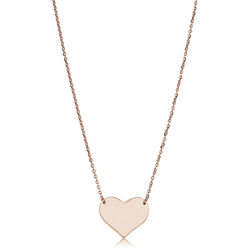 【中古】【未当て嵌める・未開封品】Kooljewelry 10kローズゴールドハイポリッシュハートネックレス（18in）
