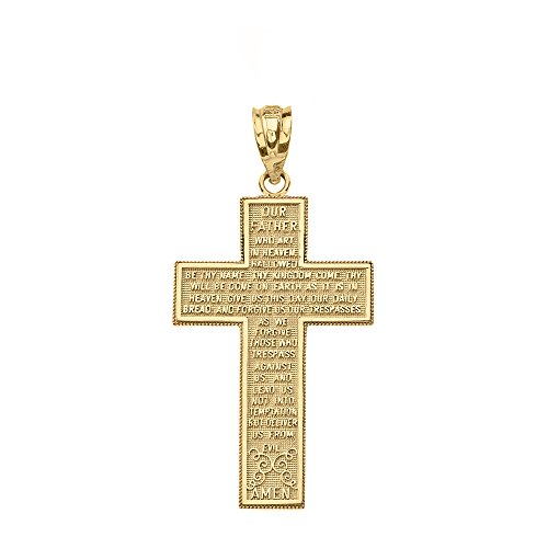 【中古】【未使用・未開封品】ソリッド14Kイエローゴールド Our Father Lord's Prayer クロスペンダント, イエローゴールド|AJIMURA-SHOP