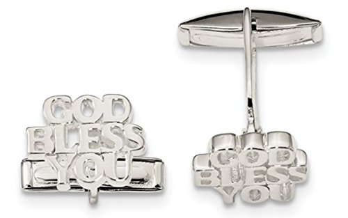【中古】【未当て嵌める・未開封品】スターリングしろがね色God Bless You Toggle Back Cuff Links、11.3?mmx14.9?粍