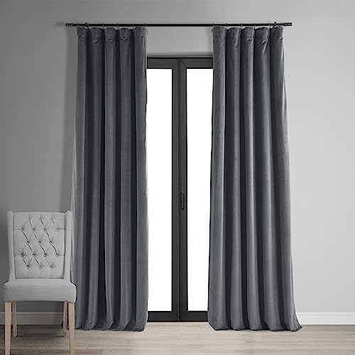 【中古】【未使用・未開封品】HPD Half Price Drapes シグネチャー ベルベット 遮光カーテン 寝室用 50 x 108 (1パネル) VPCH-180101-108 ディスタンス ブルー グレー｜AJIMURA-SHOP