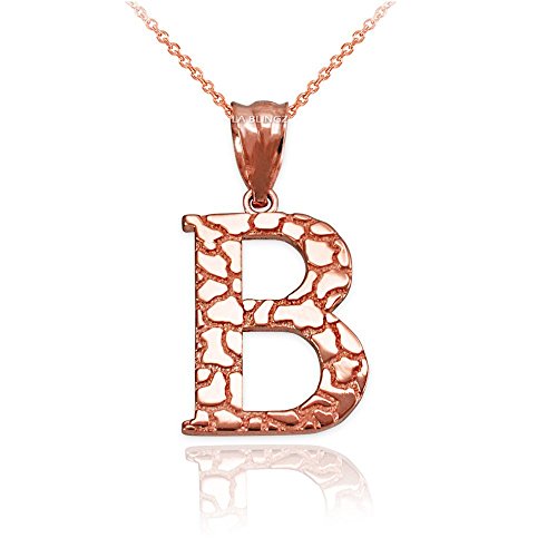 【中古】【未使用・未開封品】LA BLINGZ 10K ローズゴールド ナゲット イニシャル 文字 B ネックレス ゴールド|AJIMURA-SHOP