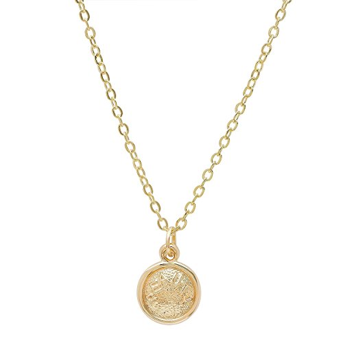【中古】【未使用・未開封品】Pori Jewelers 14K ゴールド 小さな円 ディスク ことわざペンダント 14K ゴールド DCケーブルチェーンネックレス 18インチ