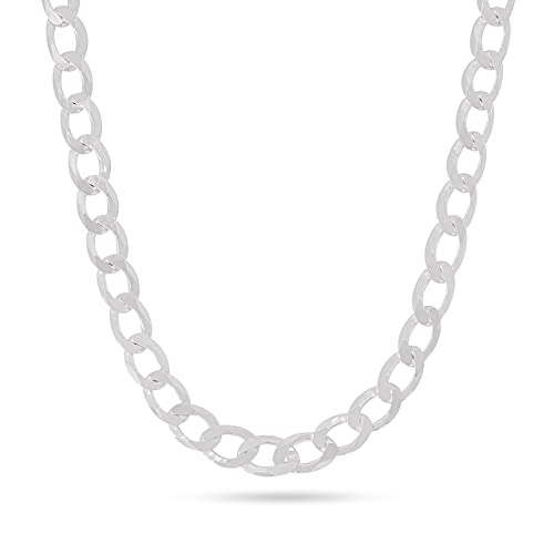 【中古】【未使用・未開封品】Pori Jewelers 925 スターリングシルバー 12mm キューバ/カーブリンクチェーンネックレス - イタリア製 - カニカン留め