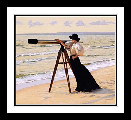 【中古】【未使用・未開封品】Buyartforless Work Framed The Look - ビーチにいる女性 スパイグラス ピーター・クイズリー 22x20 アートプリントポスター マット仕上げ マル