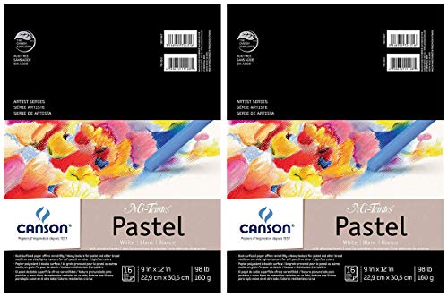 【中古】【未使用・未開封品】Canson Mi-Teintes パステルペーパーパッド ホワイト ガラス製 両面ライトと重厚な質感 トップワイヤー綴じ190ポンド 9 x 12インチ ホワイト 各