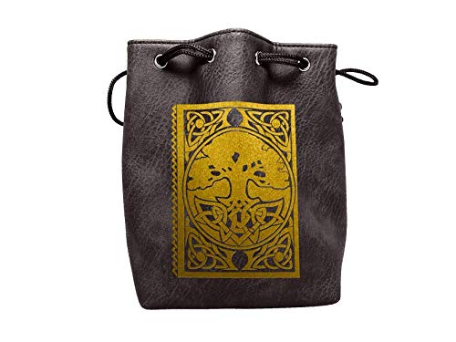 【中古】【未使用・未開封品】Black Leather Lite Large Dice Bag Spell Book Design - Black Faux Leather Exterior Lined Interior - Stands up on its Own Holds 400 16mm