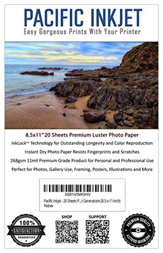 【中古】【未使用・未開封品】Pacific Inkjet 20シート プロ仕様 ラスター インクジェット写真用紙 11ミル 268gsm 美しい印刷用