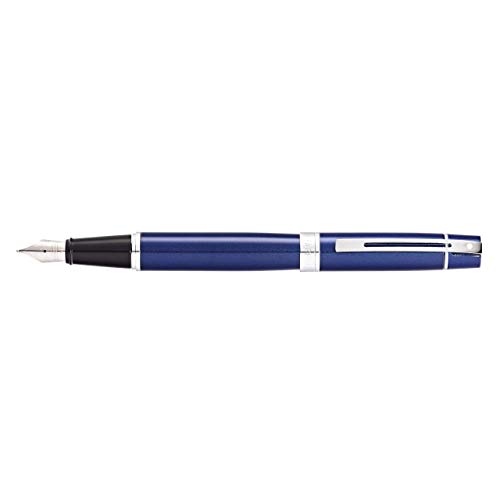 【中古】【未使用・未開封品】Sheaffer 300 光沢ブルーラッカー万年筆 クロームメッキトリムとミディアムペン先