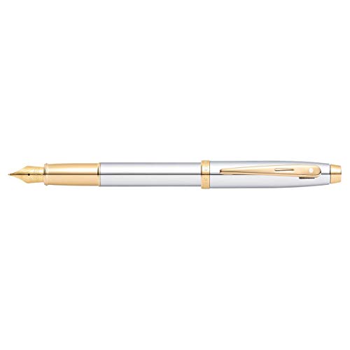 【中古】【未使用・未開封品】Sheaffer 100 Chrome with Gold Tone Fountain Pen - Medium Nib