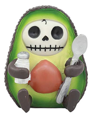 【中古】【未使用・未開封品】Ebros Gourmet Furrybones HASS アボカドフィギュア スモール 2.75インチ ふわふわの骨 スケルトン 装飾像