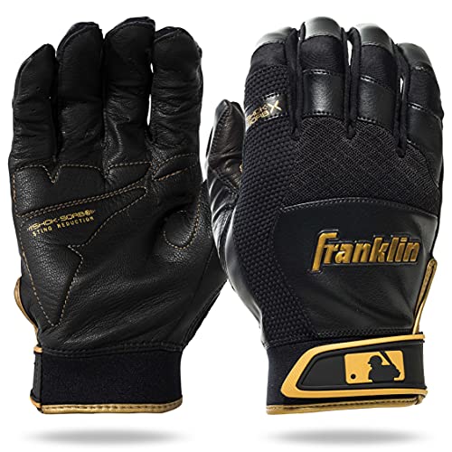 【中古】【未使用・未開封品】Franklin Sports 20966F5 Shok-Sorb X バッティンググローブ ブラック/ブラック 大人用 XL