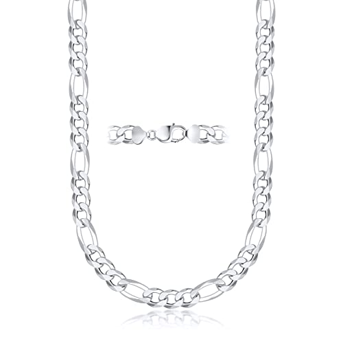 【中古】【未使用・未開封品】Pori Jewelers 925 スターリングシルバー 10.5mm フィガロリンクチェーンネックレス - イタリア製 - カニカン留め