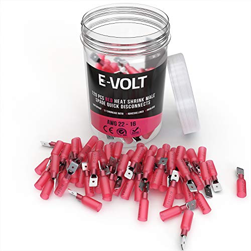 【中古】【未当て嵌める・未開封品】E-VOLT オススペードクリンプコネクター 120個 赤いこと クイックディスコネクト3:1 熱締め付ける率 不成立 22-16 AWG 導線繋ぎ合わせる端子 製作品位 四輪車