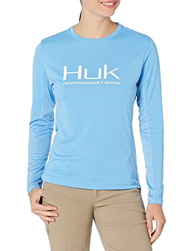 【中古】【未当て嵌める・未開封品】Huk レディース 標準尺度 アイコン X 長袖 つり銭用プルオーバー 日焼打ちきり付き添い人 カロライナブルー XS