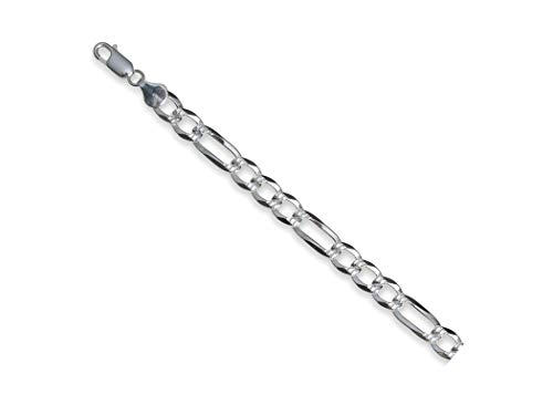 【中古】【未使用・未開封品】Pori Jewelers 925 スターリングシルバー 7mm フィガロパヴェチェーンネックレス - イタリア製 - カニカン留め