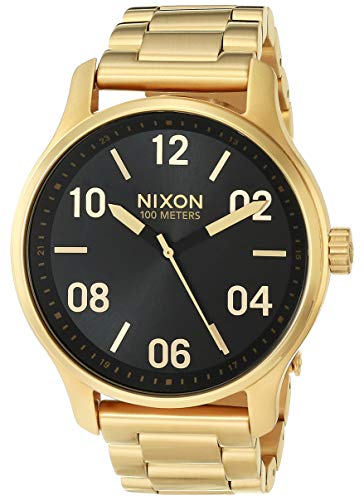 【中古】【未当て嵌める・未開封品】Nixon Patrol Gold/Black Men痴 Quartz and Custom Stainless Steel Watch. (42粍. Gold \u0026 Black Watch Face/Gold Stainless Steel Band)