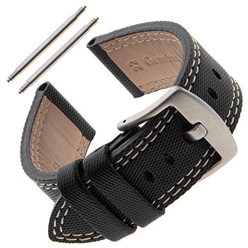 【中古】【未使用・未開封品】Gilden Gents 20-22mm ポリウレタンとレザー スポーツウォッチストラップ KS01 22 millimeter end width ブラック
