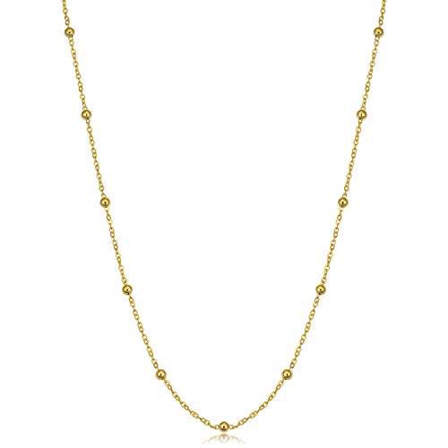 【中古】【未使用・未開封品】Kooljewelry 14Kイエローゴールド ラウンドビーズ ステーションネックレス