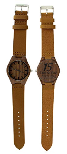 【中古】【未当て嵌める・未開封品】15周年祝する 15周年 Still Counting Husband 刻みつける木製時辰儀書き割り 自然的白木