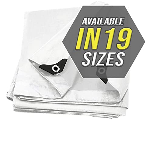 【中古】【未使用・未開封品】防水シートカバー ホワイト 2パック 高耐久 10 x 20インチ 厚さの素材 防水 ターポリンキャノピーテント ボート RV プールカバーに最適 (10 x 20