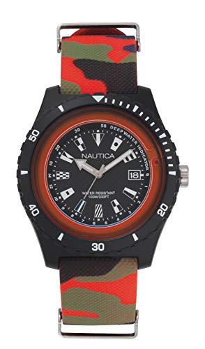 【中古】【未当て嵌める・未開封品】Nautica Men\u0027s Surfside NAPSRF008 Black Silicone Japanese Quartz Fashion Watch