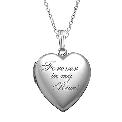 【中古】【未当てはめる・未開封品】PicturesOnGold.com Forever インチ My Heart ロケットネックレスペンダント スターリングしろがね色 - 2/3in×2/3in - 18inのチェーン店付