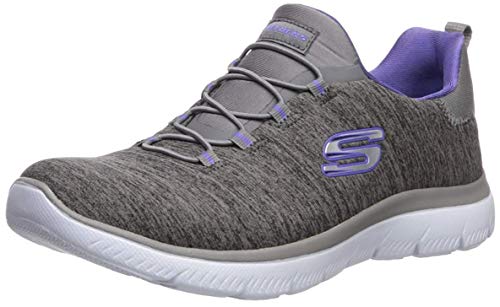 【中古】【未使用・未開封品】Skechers Women's Summits-Quick Getaway Sneaker, Charcoal/Purple, 6 W US