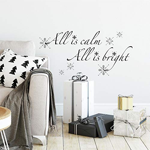 【中古】【未使用・未開封品】RoomMates All Is Calm, All Is Bright Quote Peel And Stick Wall Decals With Glitter｜AJIMURA-SHOP