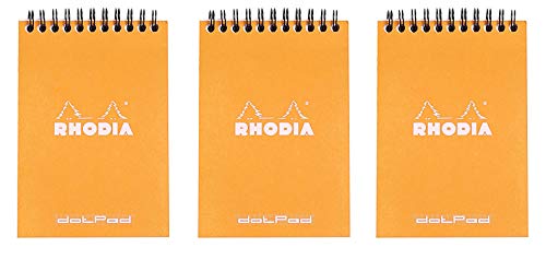 【中古】【未使用・未開封品】Rhodia メモ帳 4インチx6インチ ダブルスパイラル罫線ドットグリッド マイクロ穿孔 80シート オレンジ 3冊パック｜AJIMURA-SHOP