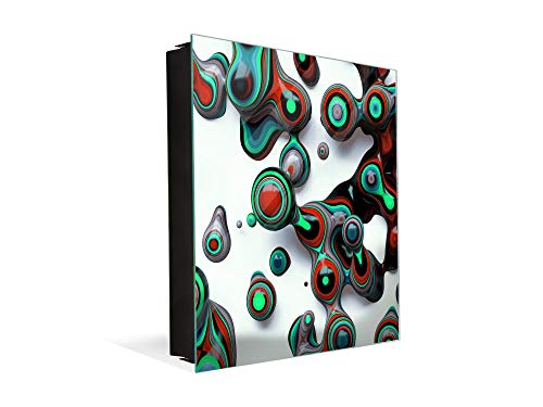 【中古】【未使用・未開封品】磁気ガラスドライイレイズボード付き装飾的なキーボックス K01 Wavy bubbles|AJIMURA-SHOP