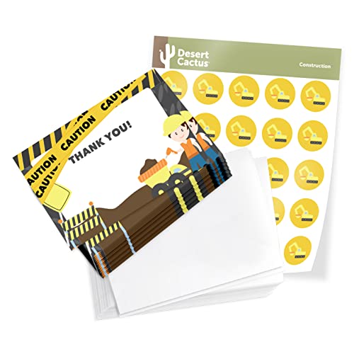 【中古】【未使用・未開封品】Construction Thank Youカード 25枚入り 封筒&シールステッカー付き バルク誕生日パーティー ブライダル 空白 卒業式 子供 男の子 女の子|AJIMURA-SHOP