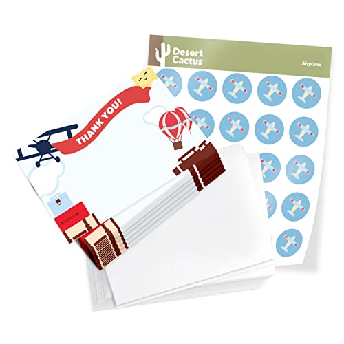 【中古】【未使用・未開封品】Aeroplane Thank You Cards (25 Count) With Envelopes & Seal Stickers Bulk Birthday Party Bridal Blank Graduation Kids Children Boy Girl｜AJIMURA-SHOP