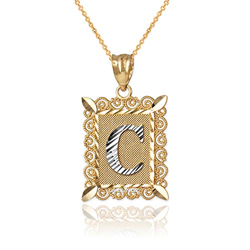 【中古】【未当て嵌める・未開封品】天使の都市 BLINGZ シャンデリヤ首飾り 10K 黄色ゴールド フィリグリー 英字 かしら文字 C DC ゴールド