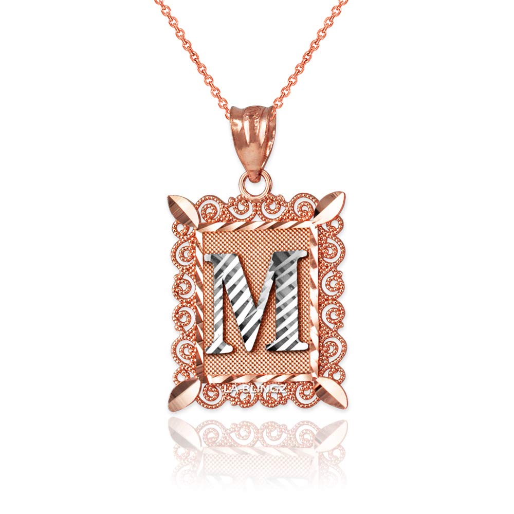 【中古】【未当て嵌める・未開封品】天使の都市 BLINGZ 10K さくら色ゴールド フィリグリー 英字 かしら文字 M DC シャンデリヤ 首飾り ゴールド