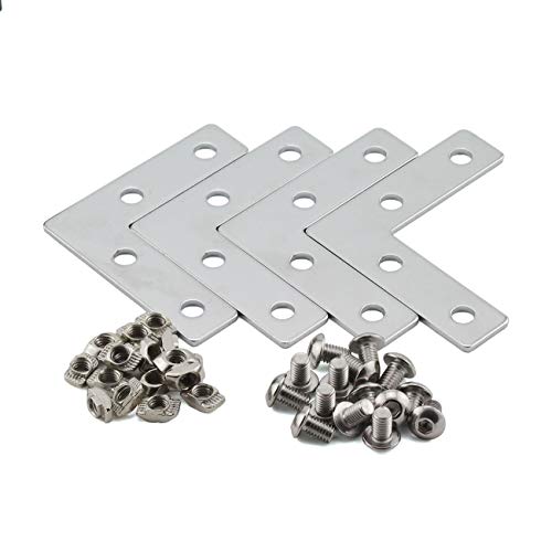 【中古】【未使用・未開封品】PZRT Aluminum Profile Connector Bracket Set,4Pcs L Shape Connector, 16Pcs M6 T-Slot Nuts, 16Pcs M6x10mm Hex Socket Cap Screw Bolt,for 8