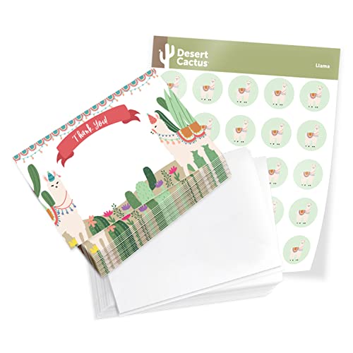 【中古】【未使用・未開封品】Llama サンキューカード 25枚入り 封筒&シールステッカー付き バルク誕生日パーティー ブライダル 空白 卒業式 子供 男の子 女の子｜AJIMURA-SHOP