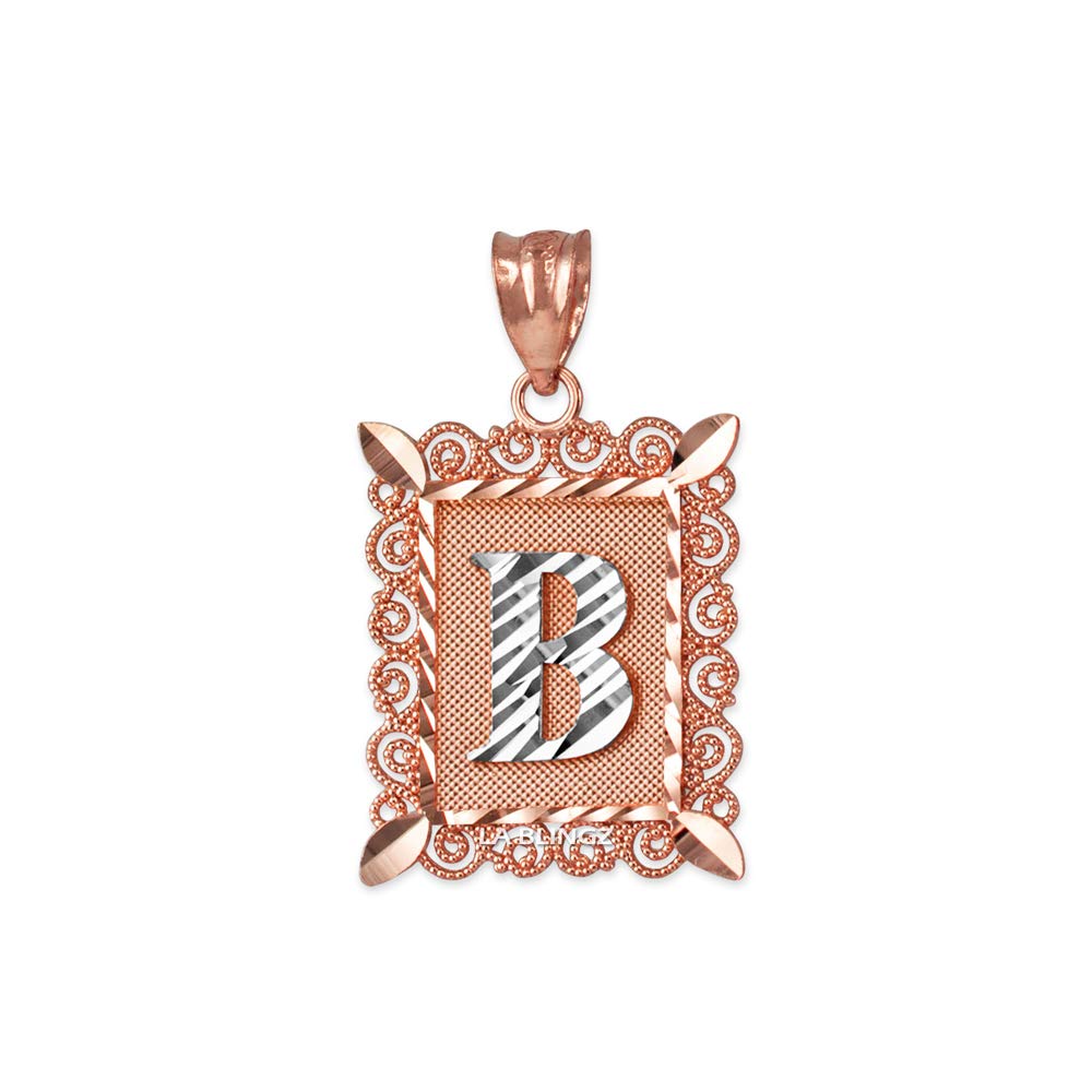 【中古】【未当て嵌める・未開封品】天使の都市 BLINGZ 14K サクラ色ゴールド フィリグリー 文字 かしら文字 B DC 惹き付ける 頸飾り ゴールド 靴-その他