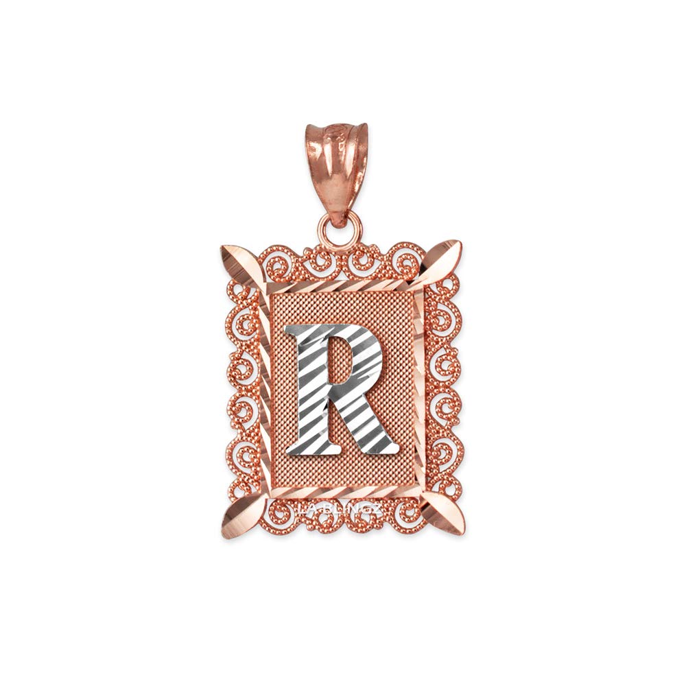 【中古】【未当て嵌める・未開封品】天使の都市 BLINGZ 14K サクラ色ゴールド フィリグリー 字母 かしら文字 R DC 引きつける首飾り ゴールド