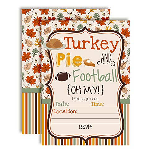 【中古】【未使用・未開封品】Turkey Pie & Football Oh My! AmandaCreation サンクスギビングパーティー招待状 5 x 7インチ カードの中に20枚の5 x 7インチ 白い封筒付き|AJIMURA-SHOP