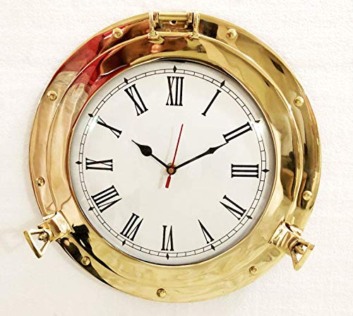 【中古】【未当て嵌める・未開封品】12in アンティーク 米国海兵隊員 金管楽器 舟・船 ポートホールアナログ時辰儀 航する 飾りつけ時辰儀 老人ホーム飾りつけ