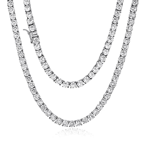 【中古】【未使用・未開封品】GOLD IDEA JEWELRY ヒップホップ 1列 アイスアウト テニスチェーン ステンレススチール 4mm/5mm AAA+ キュービックジルコニア ダイヤモンド テニ|AJIMURA-SHOP