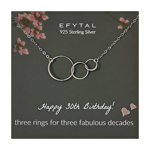【中古】【未使用・未開封品】EFYTAL 30歳の誕生日ギフト スターリングシルバー 3サークルネックレス 30歳の誕生日ギフト 女性への30歳の誕生日ギフト 1992 30歳の誕生日, 19｜AJIMURA-SHOP
