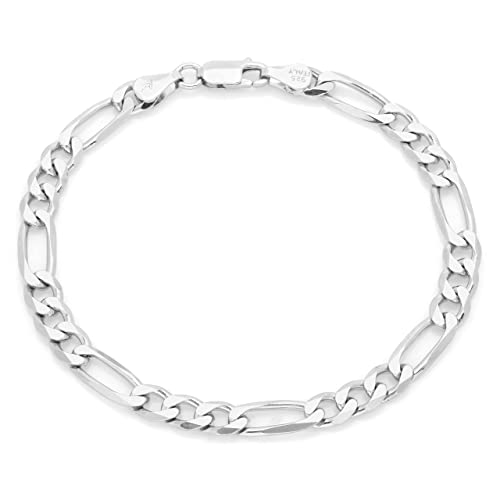 【中古】【未当て嵌める・未開封品】Verona Jewelers メンズ イタリアンスターリングシルバー ソリッドフィガロリンクチェーンブレスレット 10粍 7.5粍 6.8粍 925フィガロブレスレッ