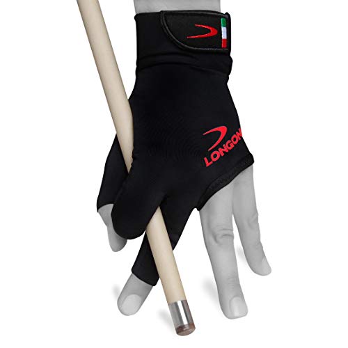 【中古】【未使用・未開封品】(Large, Left) - Longoni Black Fire 2.0 Billiard Pool CUE Glove - for Left or Right Hand - Black