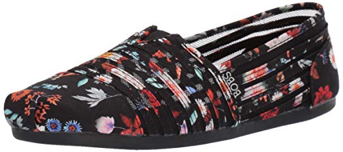 【中古】【未使用・未開封品】Skechers BOBS レディース ボブ プラッシュ-デイジーダーリングシアーパネルフローラルスリップオン バレエフラット、ブラック/マルチ、7 M US|AJIMURA-SHOP