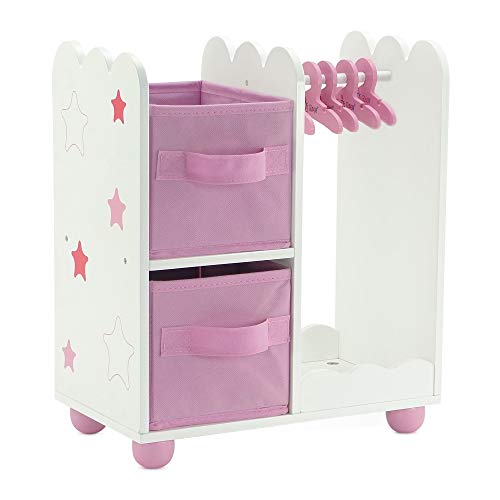 【中古】【未使用・未開封品】Emily Rose 14インチ 人形 ピンク 14インチ 人形用衣類収納アルモアクローゼット - 星 人形用衣類ハンガー5本付き | ワードローブ 14インチ~15イ