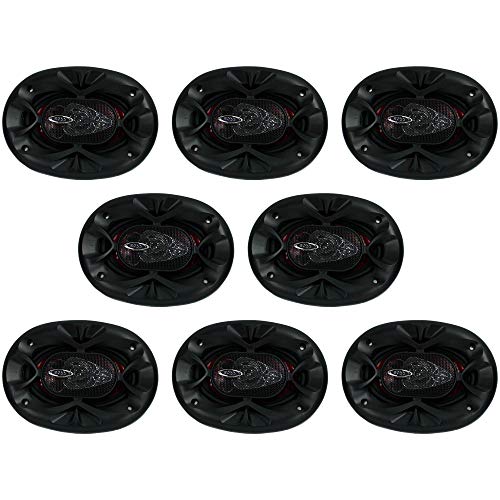 【中古】【未使用・未開封品】BOSS CH4630 4インチx6インチ 250W 3ウェイ カーオーディオ 同軸スピーカー ステレオ レッド 4オーム(4パック)