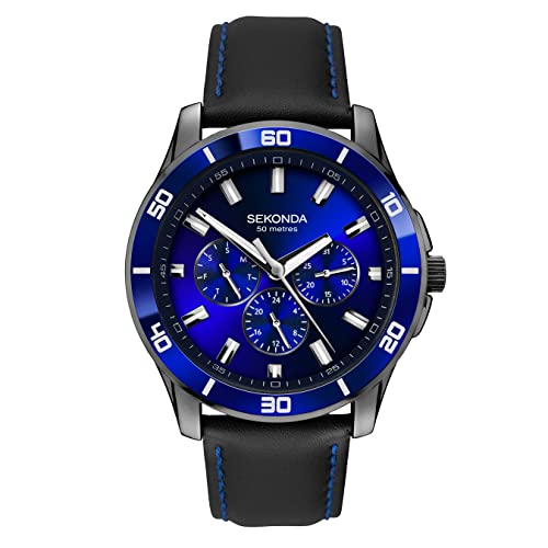 【中古】【未当て嵌める・未開封品】Sekonda Midnight メンズ 44粍 クォーツウォッチ アナログ見せびらかす, 青み、黒いこと。, 同盟罷業一回り