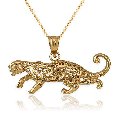【中古】【未当て嵌める・未開封品】天使の都市 BLINGZ 10K 黄色ゴールド クローリング チーターペンダントネックレス 黄色